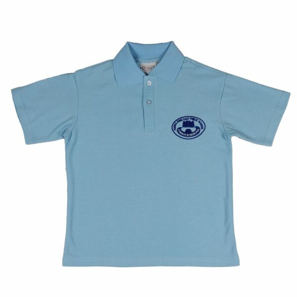 Unisex Short Sleeve Polo with logo - Sky