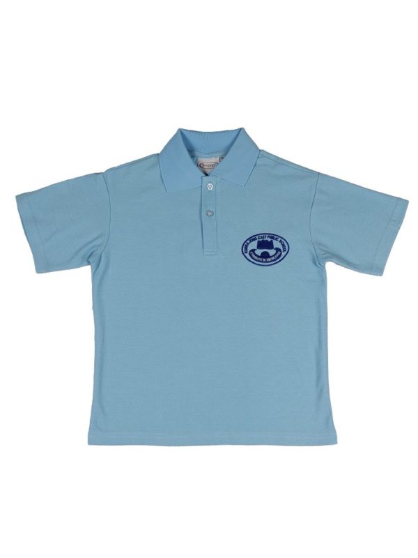 Unisex Short Sleeve Polo with logo - Sky